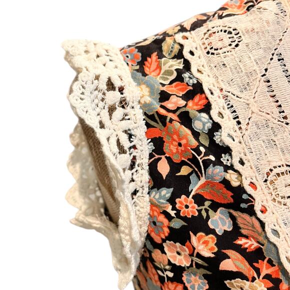 Vintage Sassy Lassy Womens Floral Dress Maxi Prairie Black Cottagecore 70s - Picture 8 of 10